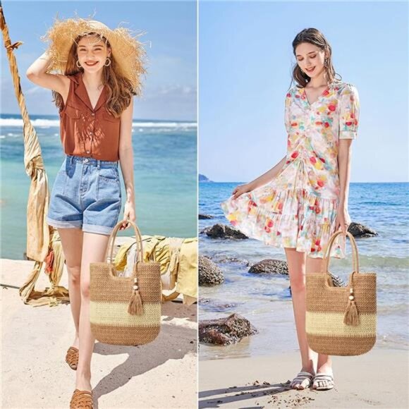 Straw Beach Bags for Vacation Holiday 01 - Picture 2 of 7